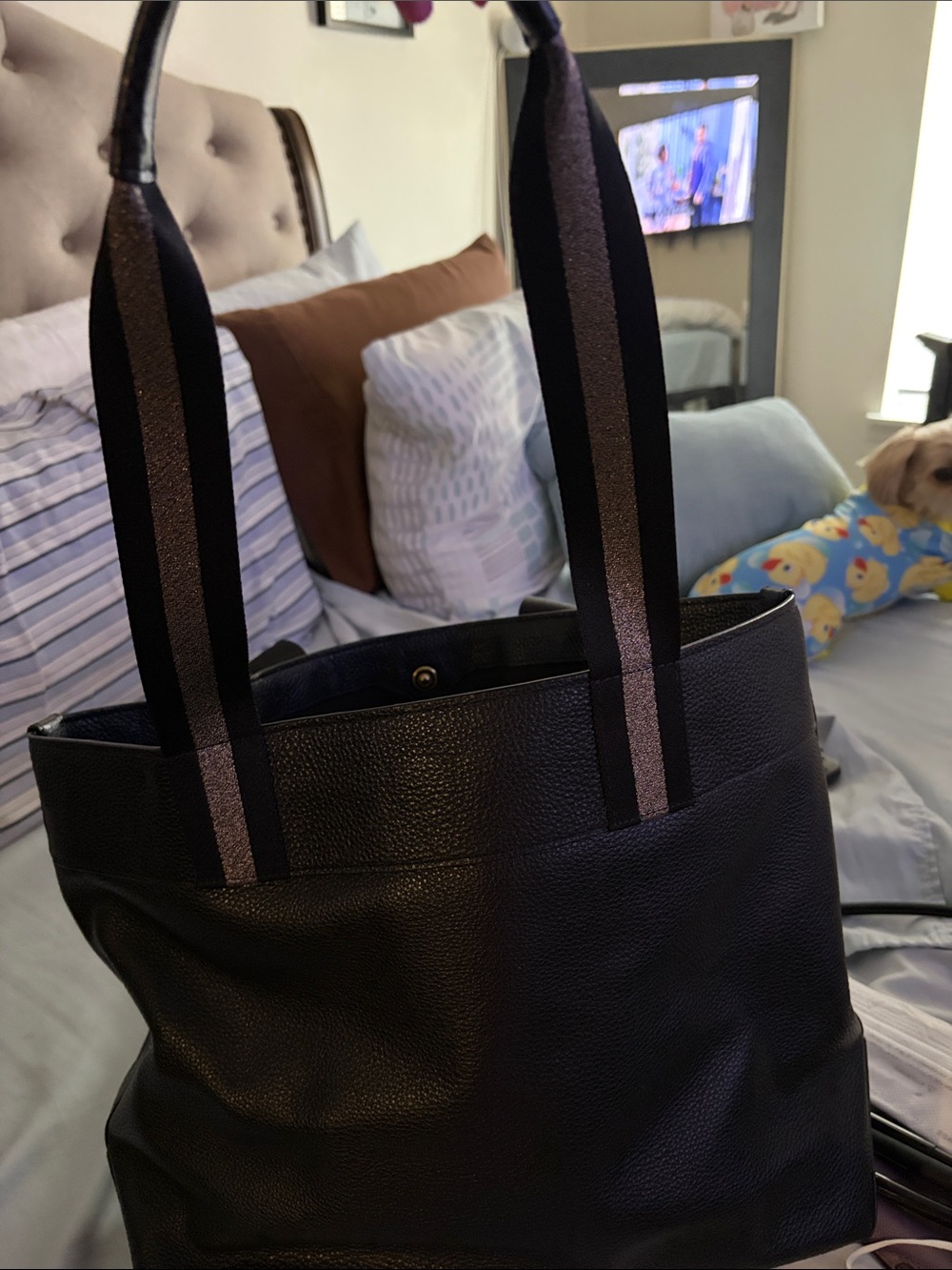 Coach Black Tote with Silver Trim and Snap Closure - Picture 7 of 9